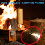Zenko elemental metal tongue drum fire with Koshi Ignis chime and Hokema B9 fire kalimba by the campfire | weplaywelltogether