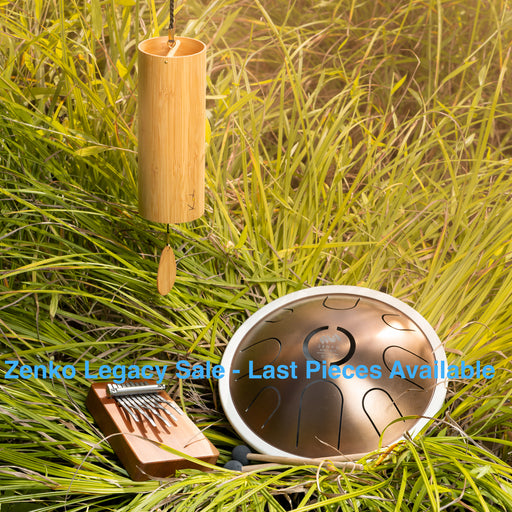 Zenko elemental metal tongue drum air with koshi Aria chime and Hokema B9 air kalimba | weplaywelltogether