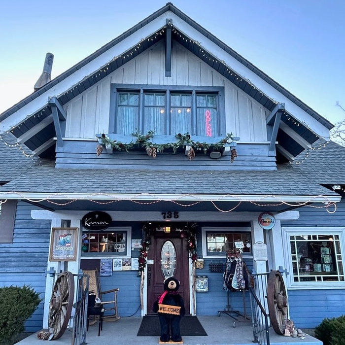 Inside Mountain Music Parlor in Reno, Nevada, featuring Hokema Kalimbas and traditional American instruments