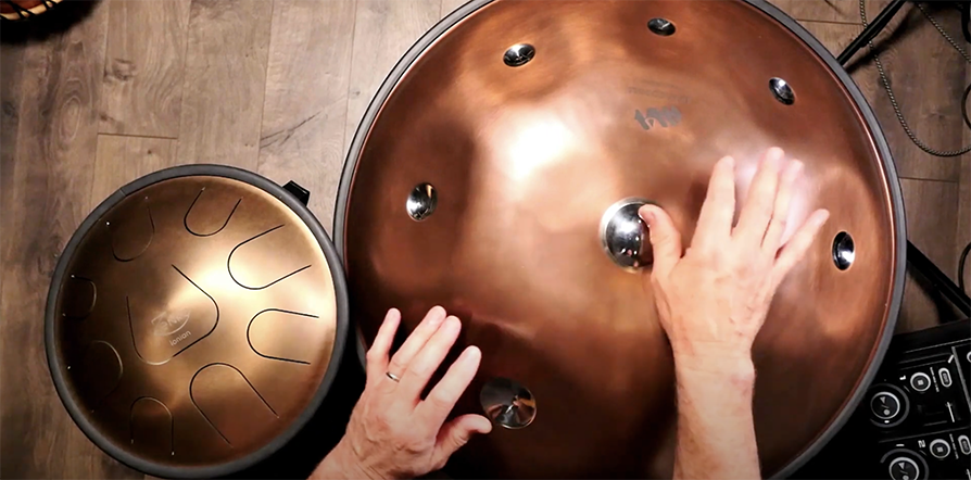 Metal Sounds Spacedrum Evolution handpan and Zenko tongue drum from We Play Well Together