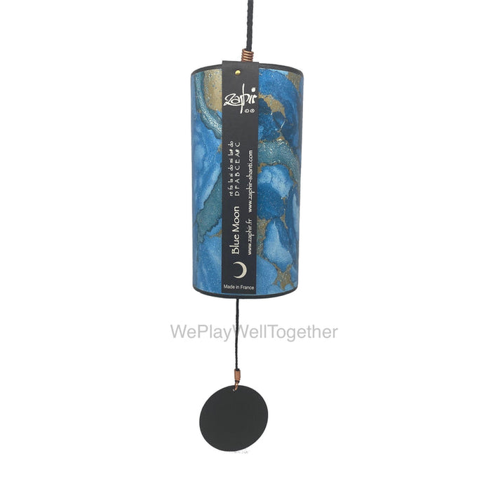 Blue Winter Zaphyr chime. The 8 metal cords made out of bronze of different lengths are welded with silver into the metal ring at the base and precise tuning ensures a harmonic interaction of tones and overtones. | weplaywelltogether