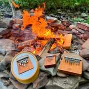 Hokema Sansula Melody renaissance, B15 and B5 kalimbas by the fire | weplaywelltogether