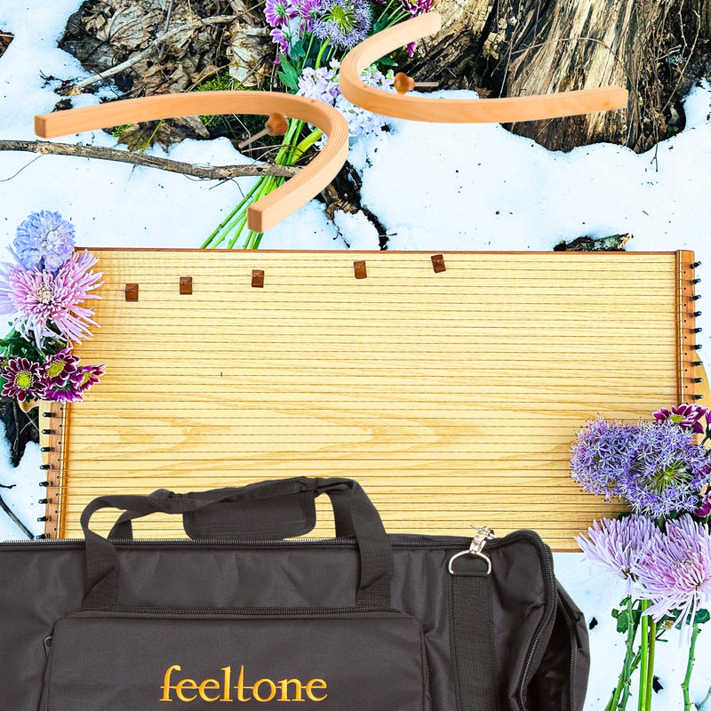 feeltone Monolina Monochord, stand and carrying case in snow | weplaywelltogether