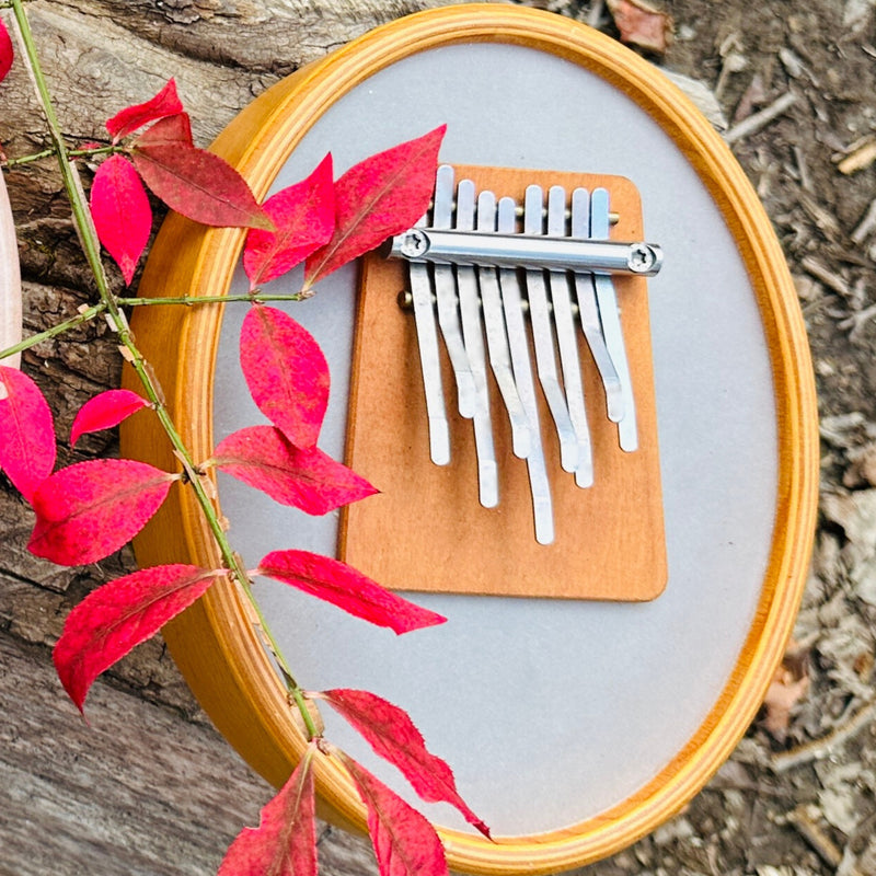 Hokema Sansula Renaissance, a kalimba on a drum head for quiet moments in a sound bath