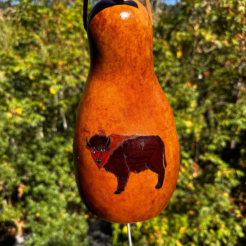 Thunder gourde with buffalo  painting  | Weplaywelltogether