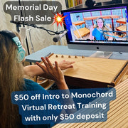 Memorial Day Flash Sale with a woman smiling and waiving on a screen with feeltone monochord | weplaywelltogether