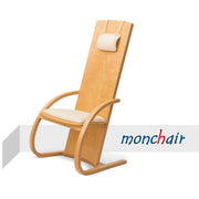 A   feeltone monochord chair with cream-colored seat and headrest cushions, shown on a white background with the monchair logo.