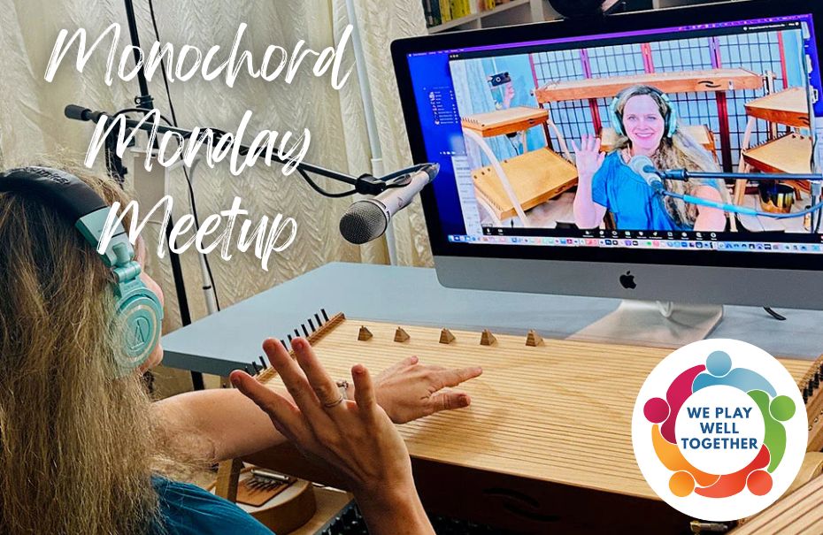 Joule L'Adara with feeltone monochord waving to the screen in front of her | weplaywelltogether