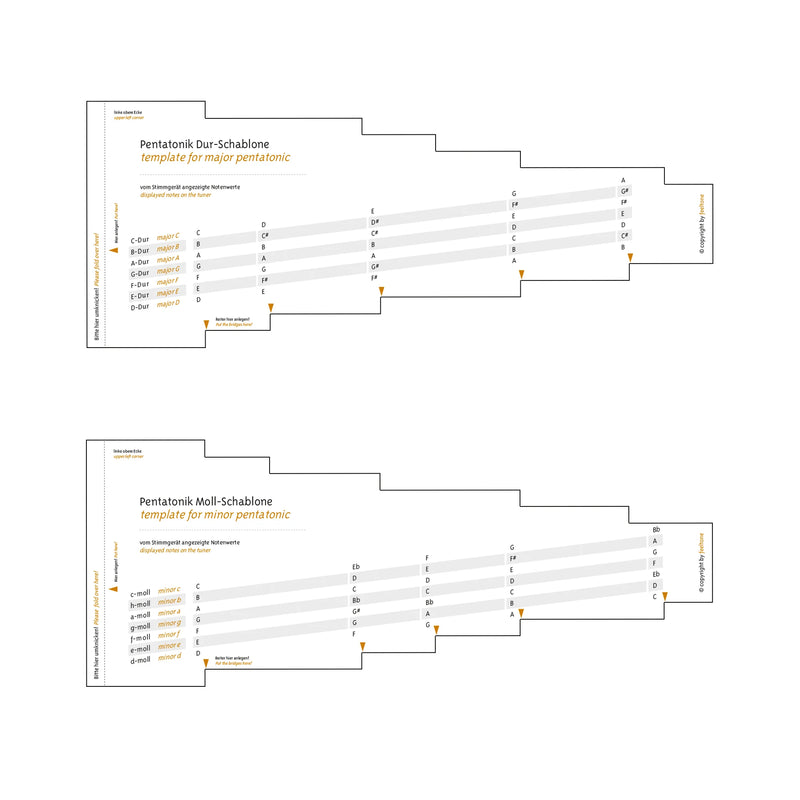 feeltone monolina template that shows where to place the bridges in the monocord  | weplaywelltogether
