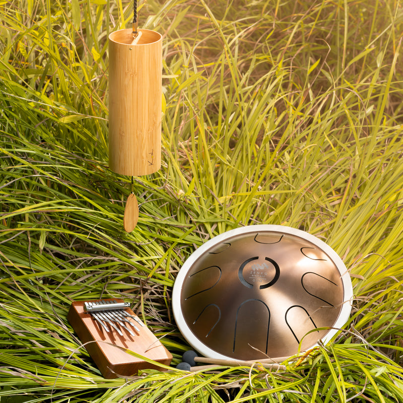 Hokema B9 kalimba in air tuning, Zenko Aria elemental tongue drum and Koshi Aria chime  | Weplaywelltogether