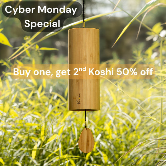 Cyber Monday flyer - Koshi chime on a field | weplaywelltogether