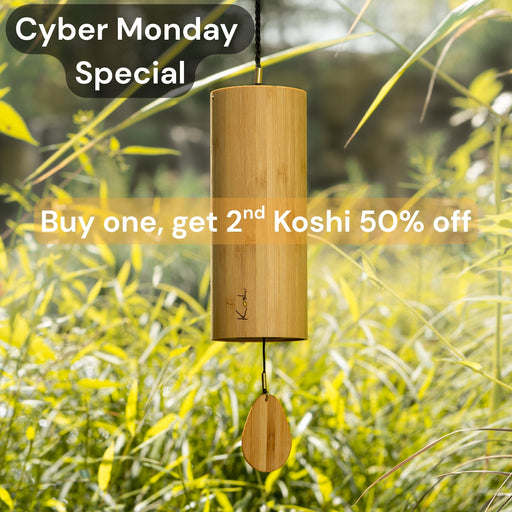 Cyber Monday flyer - Koshi chime on a field | weplaywelltogether