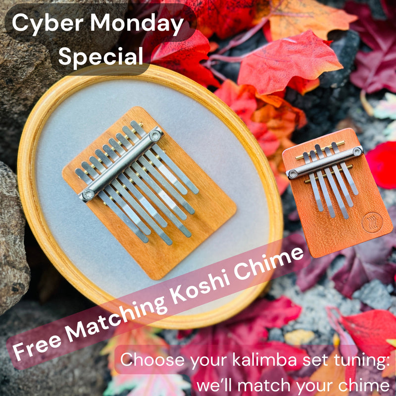 Cyber Monday flyer - Hokema Sansula renaissance and B5 kalimbas | weplaywelltogether