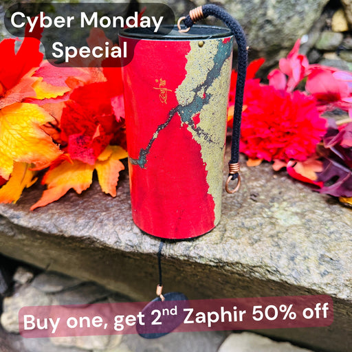 Cyber Monday special - red Zaphir chime on a rock | weplaywelltogether
