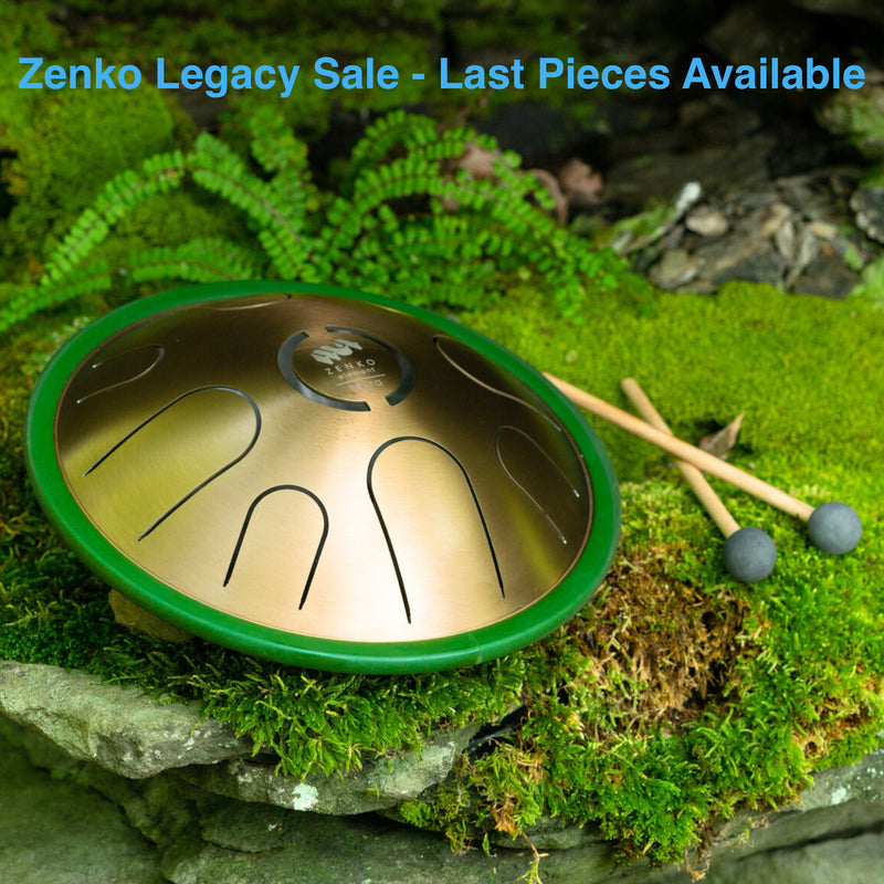 Zenko elemental metal tongue drum earth with mallets in nature | weplaywelltogether