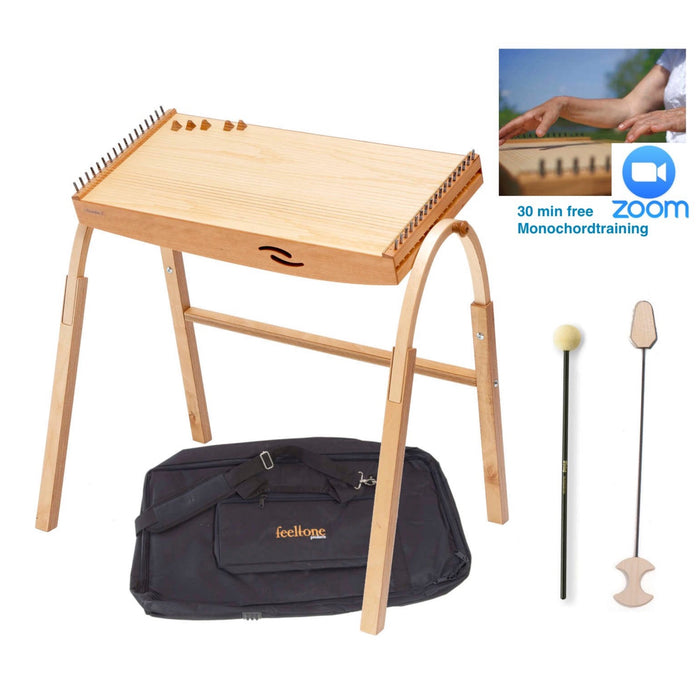 Monolina monochord from feeltone with extendable legs, travelog , mallets and free online training