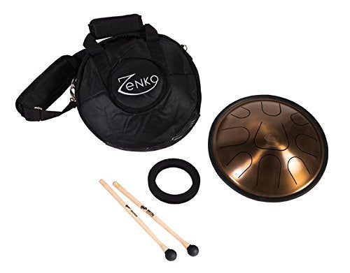 Metal Sounds - Solistice Zenko Drum , handpan made out of stainless steel  comes with bag, travel case, support ring and sticks | We Play Well Together