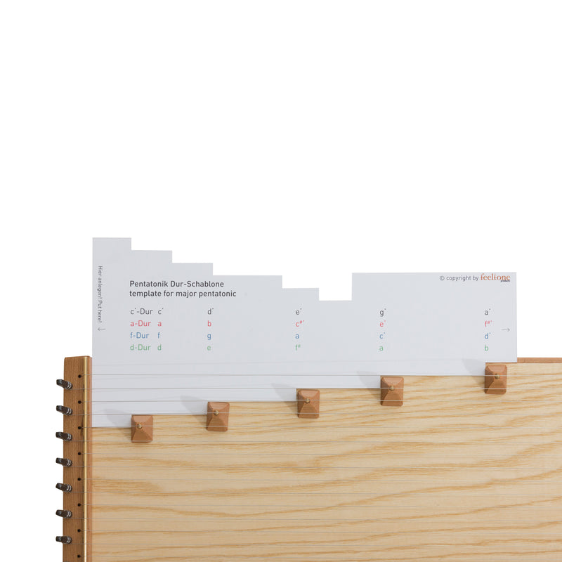 feeltone monolina bridges and template to insert the bridges into the monochord strings | Weplaywelltogether